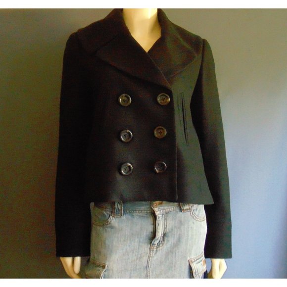 J. Crew Factory Black Cropped Swing Pea Coat 8